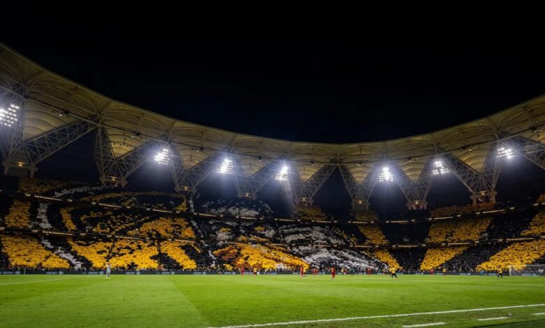 جماهير الاتحاد العميد تيفو مدينة الملك عبدالله الرياضية